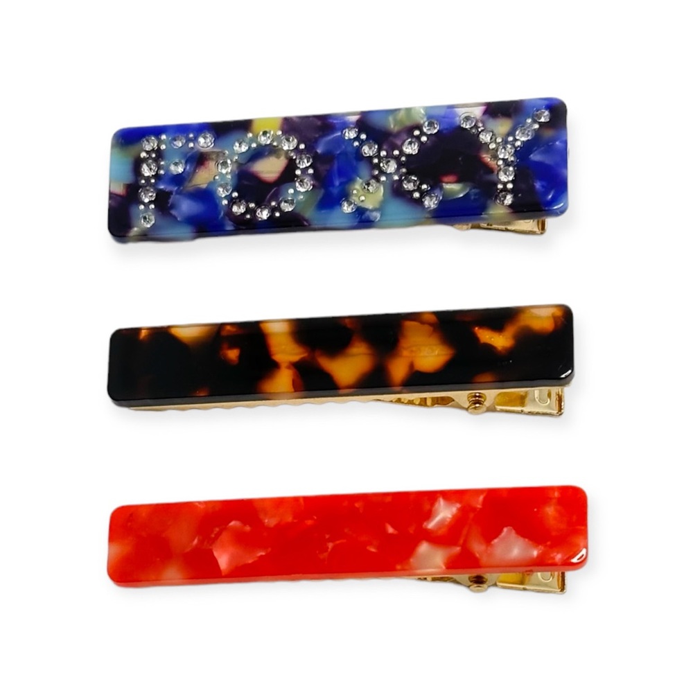 Nordstrom Berry Set Of 3 Multi Color Hair Clips